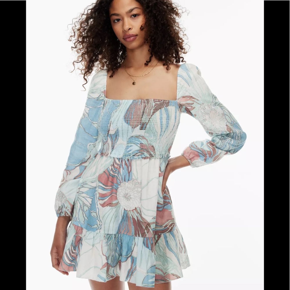 Wilfred Mini Dress in Blue and Pink Floral Print - Picture 4 of 11
